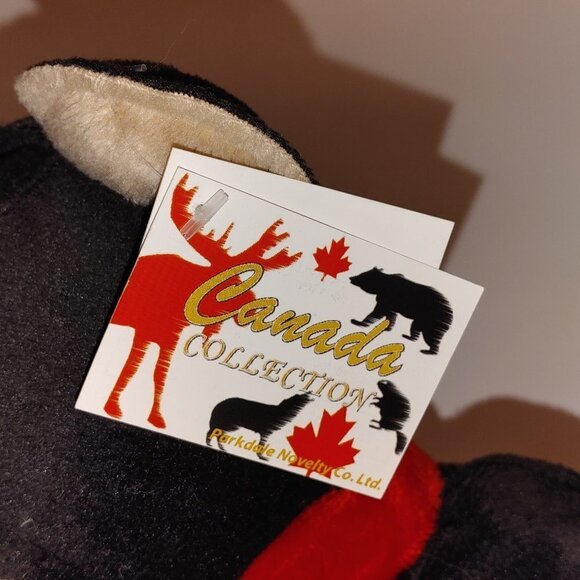 Cute Black Bear Plushie Large 9" tall with Canada Scarf NWT - Picture 5 of 6